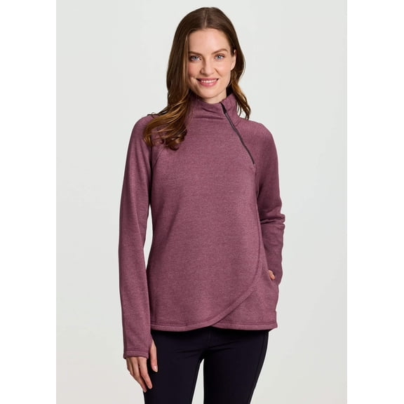 RBX Active Women's Zip Mock Neck Wrap Fleece Pullover Sweatshirt With Pockets