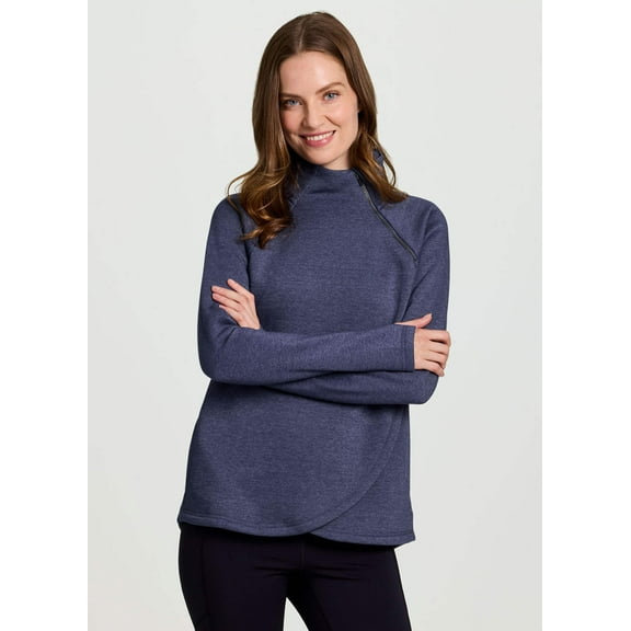 RBX Active Women's Zip Mock Neck Wrap Fleece Pullover Sweatshirt With Pockets