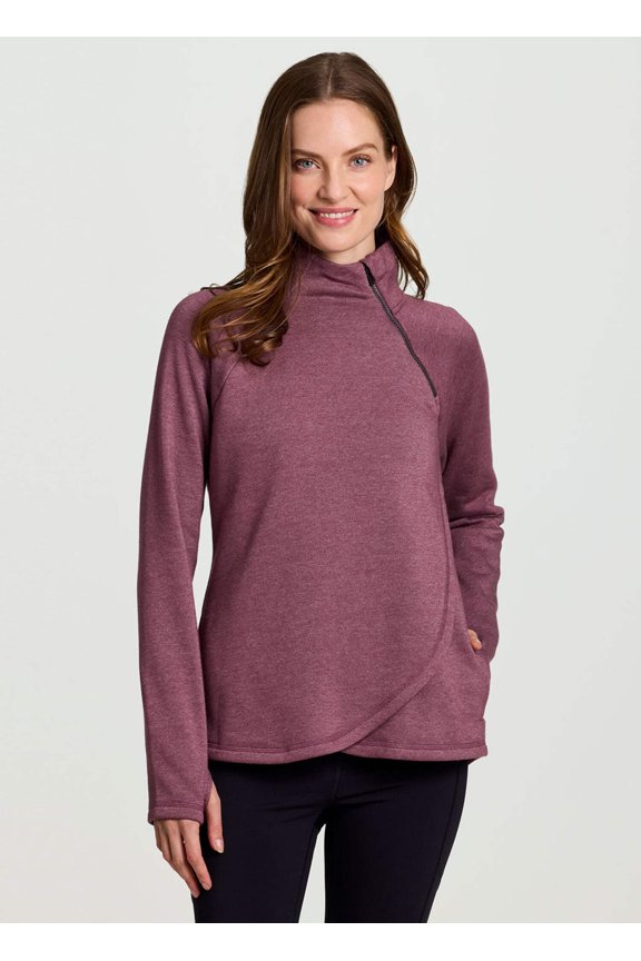RBX Active Women's Zip Mock Neck Wrap Fleece Pullover Sweatshirt With Pockets