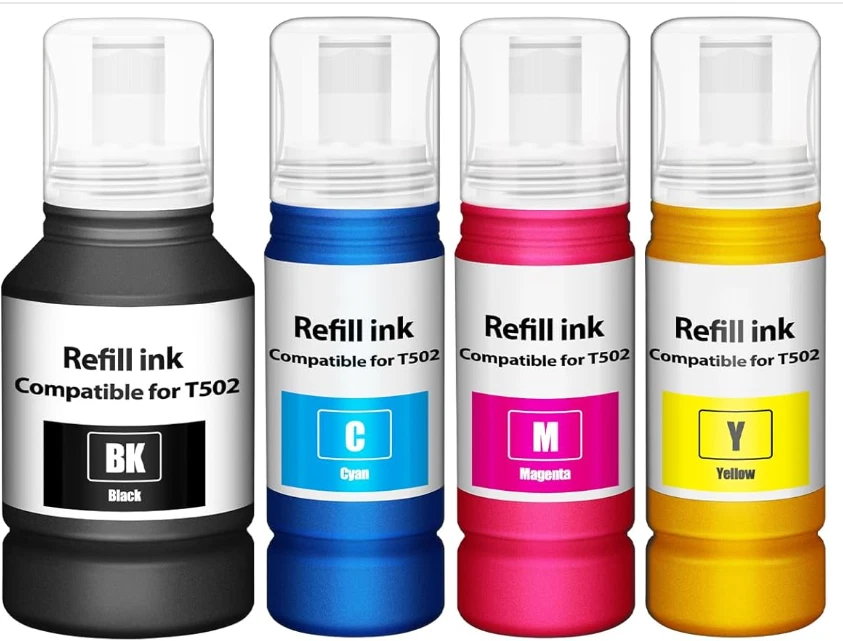 Prime Rolls 502 Compatible Ink Refill Bottles (4-Pack) — Black, Cyan ...