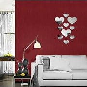 Prime SHISHIan 10Pcs Love Heart Acrylic 3D Mirror Wall Sticker Mural Decal Removable Stickers Silver Disco Ball Classroom Decor Christmas Decorations Wallpaper Peel And Stick Peel And Stick Backsplash