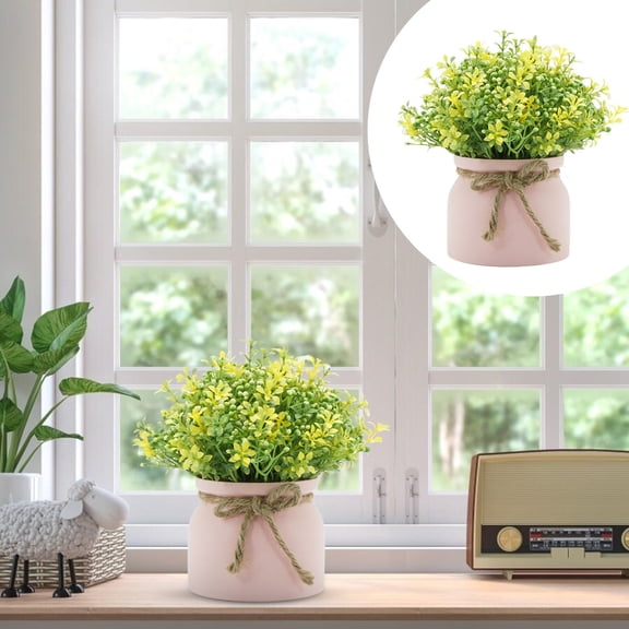Prime SHISHIan Artificial Flowers Potted Plants Flowers In Pots Decorate Home Bathroom Kitchen Rustic Table Centerpiece Interior Outdoor Decor Yellow,,Christmas Decorations,Fake Flowers,