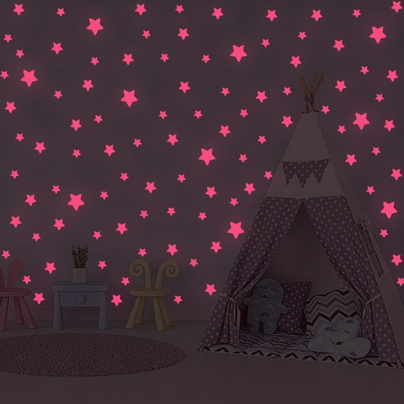 Prime SHISHIan Colorful Glowing Wall Sticker Kids Room Bedroom Ceiling Art Decal Home Decor Glow In The Dark Sticker Pink,Christmas Decorations,Wallpaper Peel And Stick,Peel And Stick Backsplash