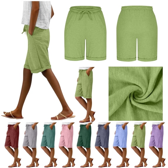 QATAINLAV Womens Wide Leg Capris Cotton Crop Yoga Sweat Shots Casual Drawstring Summer Long Shorts with Pockets Loose Loungewear Gray XL