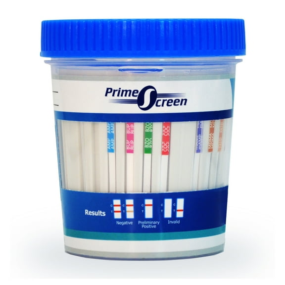 Prime Screen - [10 Pack] 12 Panel Urine Drug Test Cup - Instant Urine Drug Testing Marijuana (THC), AMP, BAR, BUP, BZO, COC, mAMP, MDMA, MTD, MOP, OXY, PCP - T-6125