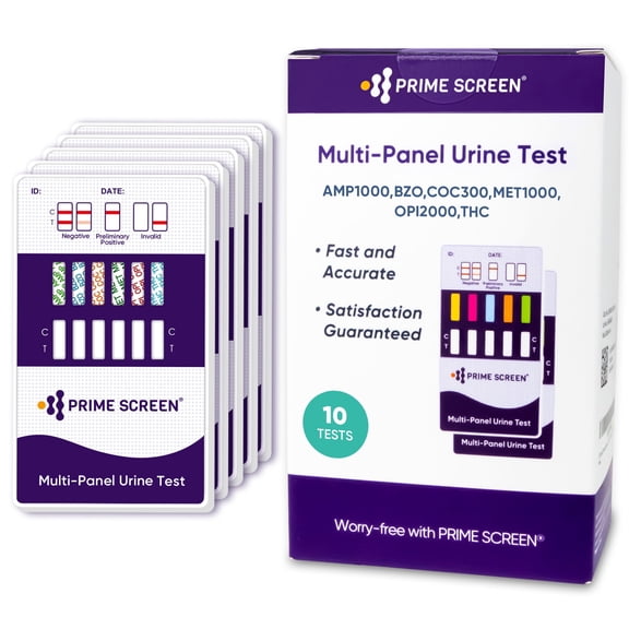 Prime Screen - [10 Pack] 6 Panel Drug Test Kit - Urine Dip Testing Kit Instantly for -THC (Marijuana), AMP, BZO, COC, MET (Meth), OPI - WDOA-264