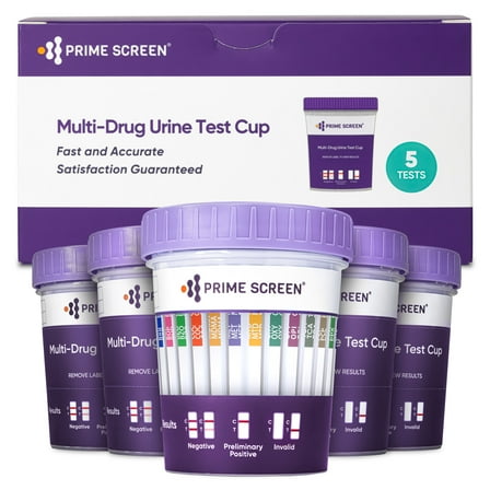 Prime Screen - 14 Panel Instant Urine Drug Test Cup - Marijuana (THC) with 3 AD and Temperature Strips - T1144 - [5 Pack]