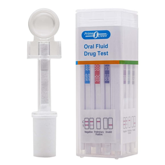 Prime Screen - [2 Pack] - 6 Panel Saliva Oral Fluid Drug Test Kit, E&I Exempt for Workplace Employment and Insurance Testing - AMP, BZO, Cocaine (COC), MET, Opiate(OPI), Marijuana (THC) - O-266