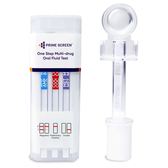 Prime Screen - [2 Pack] - 6 Panel Saliva Oral Fluid Drug Test Kit, E&I Exempt for Workplace Employment and Insurance Testing - AMP, Cocaine (COC), MET, Opiate(OPI), PCP, Marijuana (THC) - O-166