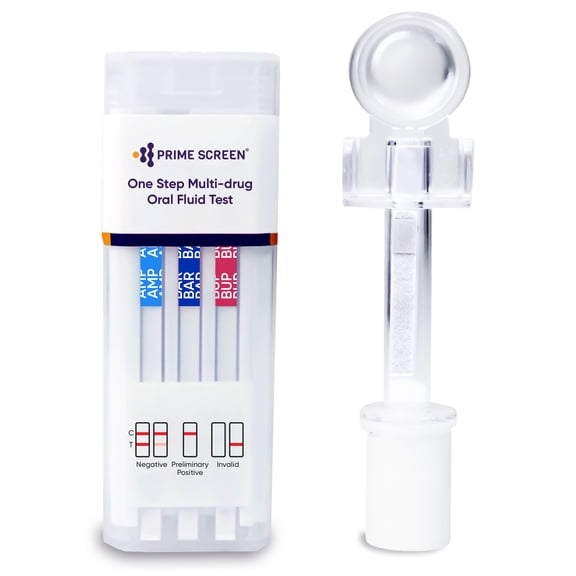 Prime Screen - [5 Pack] - 12 Panel Oral Saliva Oral Fluid Drug Test, E&I Exempt - Workplace Employment & Insurance Test (THC-Marijuana,AMP,BAR BUP, BZO, COC, MDMA, MET, MTD, OPI, OXY, PCP)O-6126