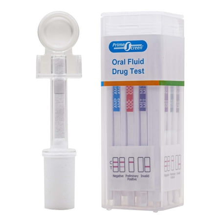 Prime Screen - [5 Pack] - 5 Panel Saliva Oral Fluid Test Kit, [NO Marijuana-THC INCLUDED]-E&I Exempt for Workplace Employment and Insurance Testing - AMP, Cocaine-COC, MET, Opiate-OPI, PCP - O-156