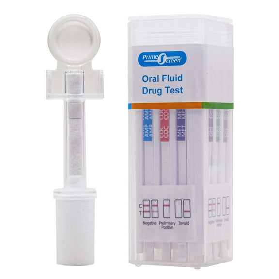 Prime Screen - 5 Panel Saliva Oral Fluid Drug Test Kit, E&I Exempt - Workplace Employment and Insurance Testing - AMP, Cocaine (COC), MET, Opiate(OPI), Marijuana (THC) - [1 Test]O-256