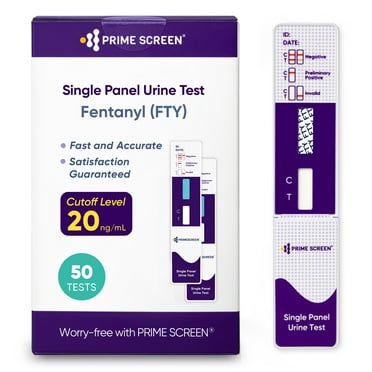 Prime Screen - [50 Pack] - Fentanyl Urine Drug Test Kit with 20 ng/mL cut-off level- Medically Approved Urine Drug Screening Test - Detecting Any Form of Fentanyl Test - WFTY-114