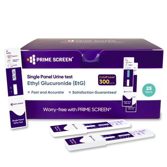 Prime Screen Alcohol ETG Urine Test - At Home Rapid Testing Dip Card Kit - 80 Hour Low Cut-Off 300 ng/mL - WETG-114 [25 Pack]