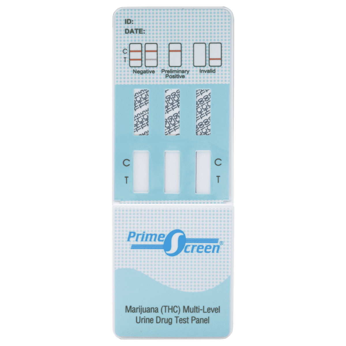 Prime Screen - Multi-Level Marijuana (THC) Home Urine Test Kit, at 15 ng/mL, 50 ng/mL, and 100 ng/mL - [50 Pack]
