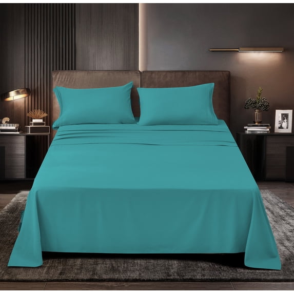 Prime Series Rayon Made from Bamboo Sheet Set - Wrinkle Free -Softer than Cotton- Deep Pockets - 3 Piece - 1 Fitted Sheet, 1 Flat, 1 Pillowcases Twin, Teal