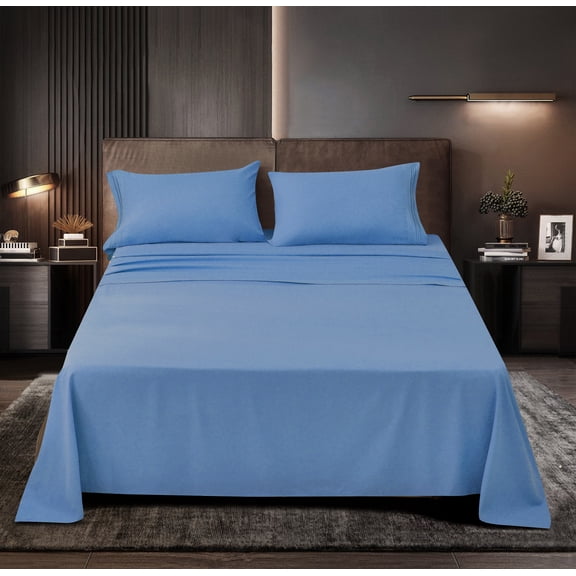 Prime Series Rayon Made from Bamboo Sheet Set - Wrinkle Free -Softer than Cotton- Deep Pockets - 4 Piece - 1 Fitted Sheet, 1 Flat, 2 Pillowcases Queen, Blue