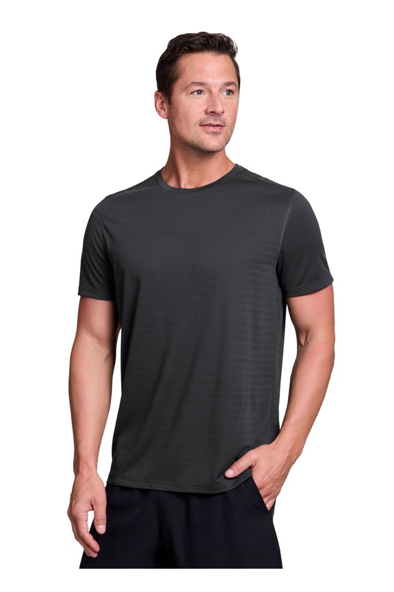 Active Men's Quick Dry Shadow Stripe Crewneck Performance Workout Tee