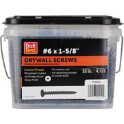 Prime Source, Black, 1.625 inches, Grip-Rite 158CDW25BK 6-by-1-5/8-Inch Coarse Thread Drywall Screws with Bugle Head, 25-Pound Bucket