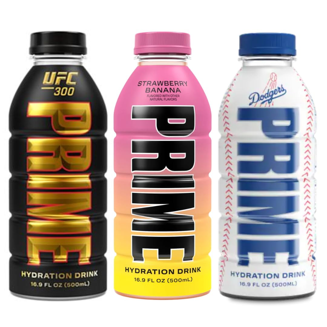 Prime Sports Drink NEW! 3 Flavors Variety Pack Strawberry Banana, LA