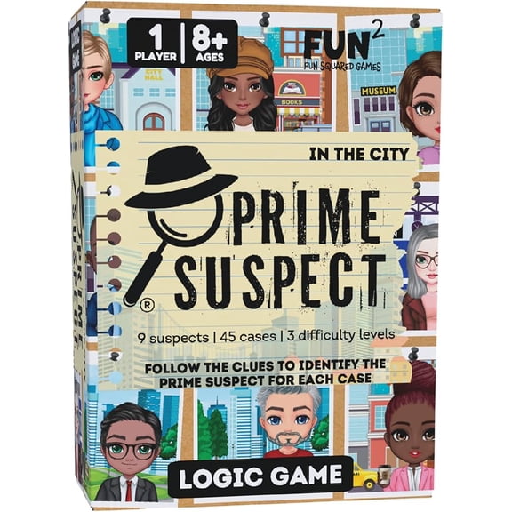 FUN2 Prime Suspect In The City Logic Game, Single Player Detective Mystery Puzzle Game with 45 Cases for Ages 8+