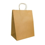 PTP BAGS Natural 12" x 9" x 15.75" Tote Bags [Pack of 200] Recyclable Kraft Paper Gift, Food Service Bags