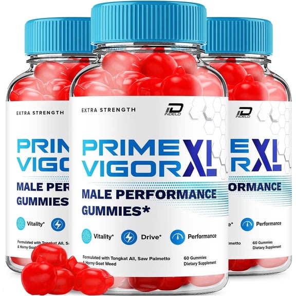 Prime Vigor XL Gummies for Men PrimeVigor XL Male Gummies All-Natural Supplement, PrimeVigorXL Gummies Reviews, 3 Pack, 180 Gummies
