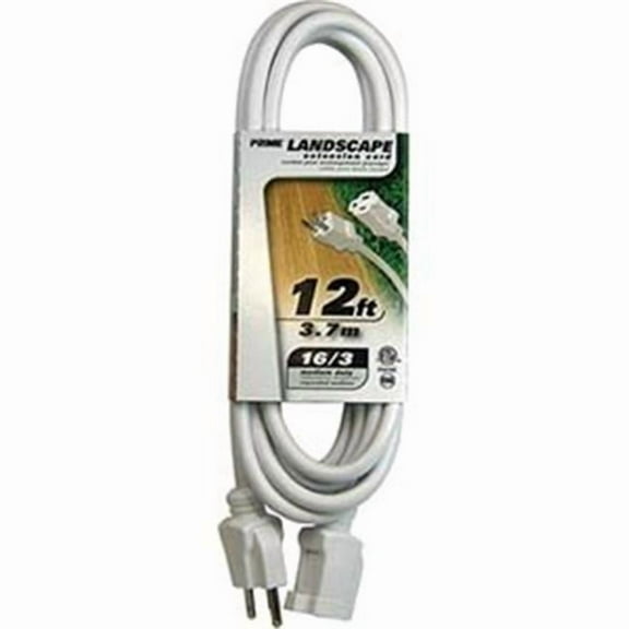 Prime White Landscape Extension Cord- 12 ft.