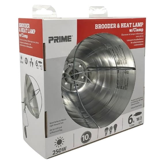 Prime Wire & Cable 10 in. 250W Incandescent Brooder Clamp Light