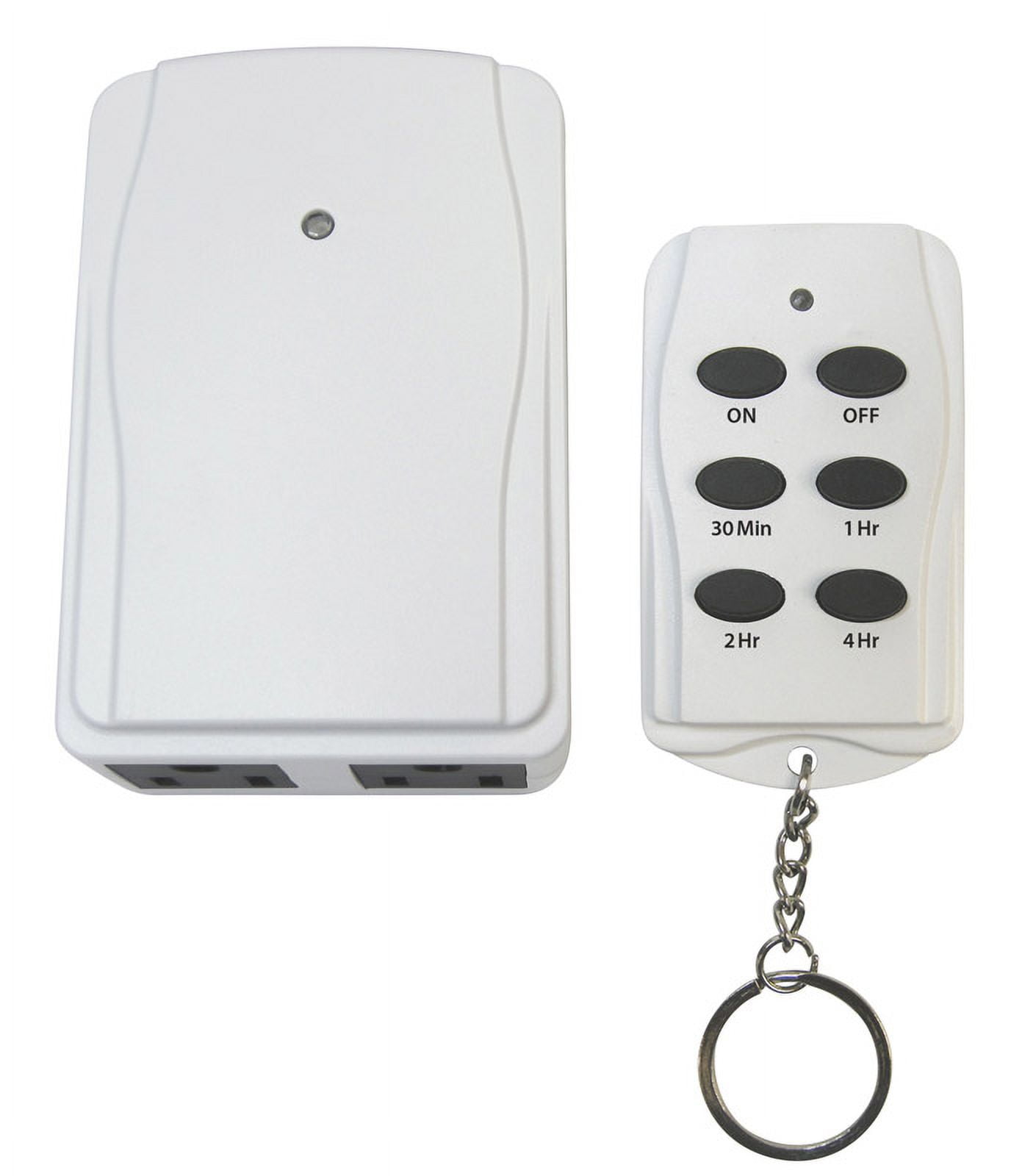 White Indoor Timer with Remote Control and Grounded Outlets
