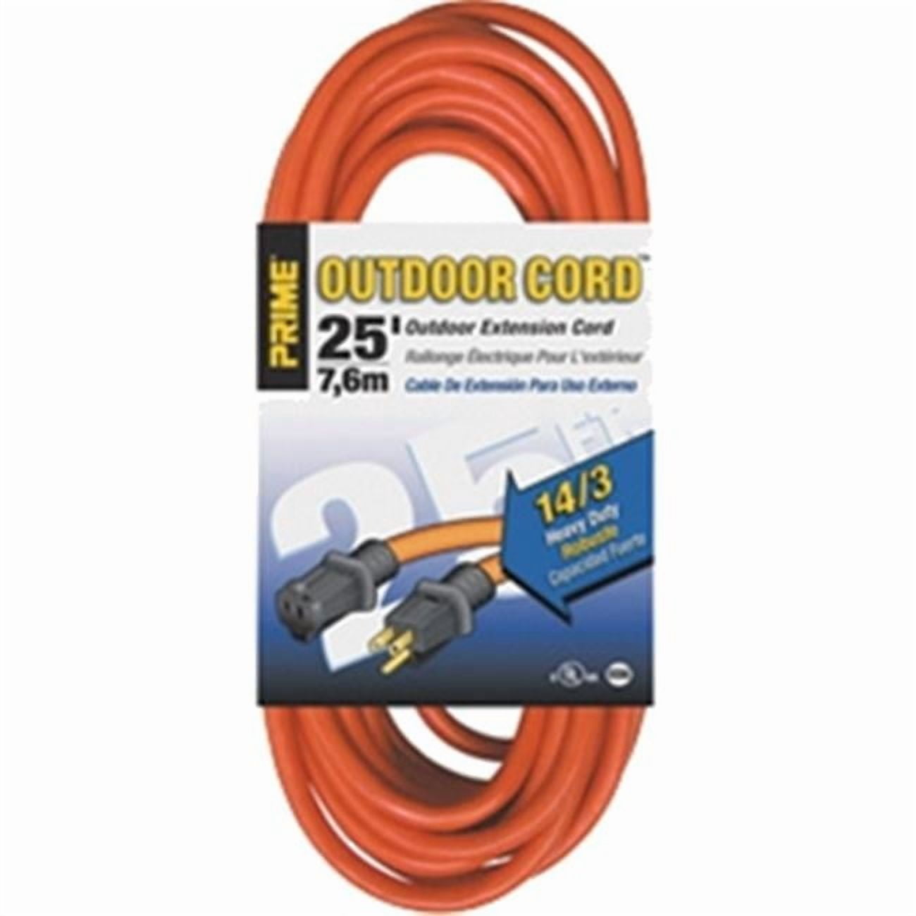 Prime Wire & Cable EC501725 25 ft. 14 - 03 - 15 SJTW Orange Outdoor Extension Cord