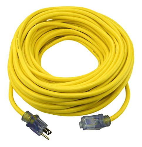 Prime Wire & Cable LT511835 100-Foot 12/3 SJTOW Bulldog Tough Extension Cord with PrimeLight Indicator Light, Yellow