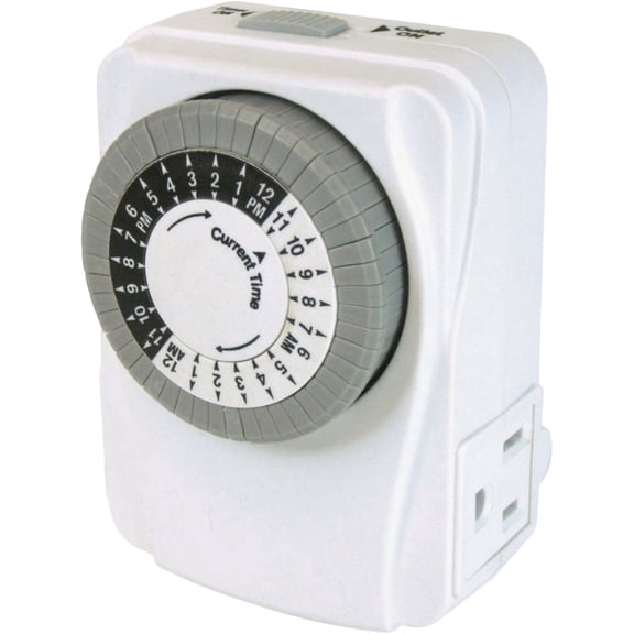 Prime Wire & Cable TNI2423 2-Outlet Wall Tap with 24 Hour Electro Mechanical Timer
