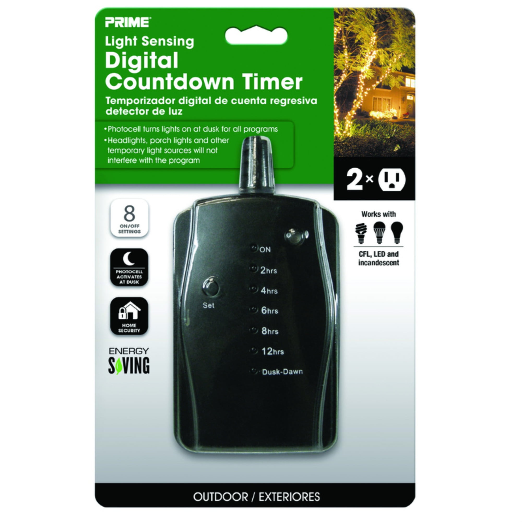 Black Outdoor Programmable Countdown Timer with Dual Outlets
