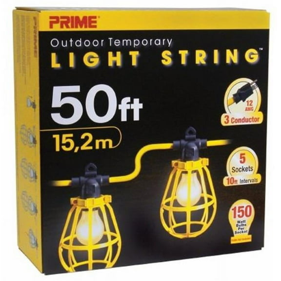 Prime Yellow 5-Light U-Ground Light String, 50 ft.