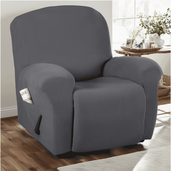 PrimeBeau Recliner Slipcover Fabric, Charcoal Gray
