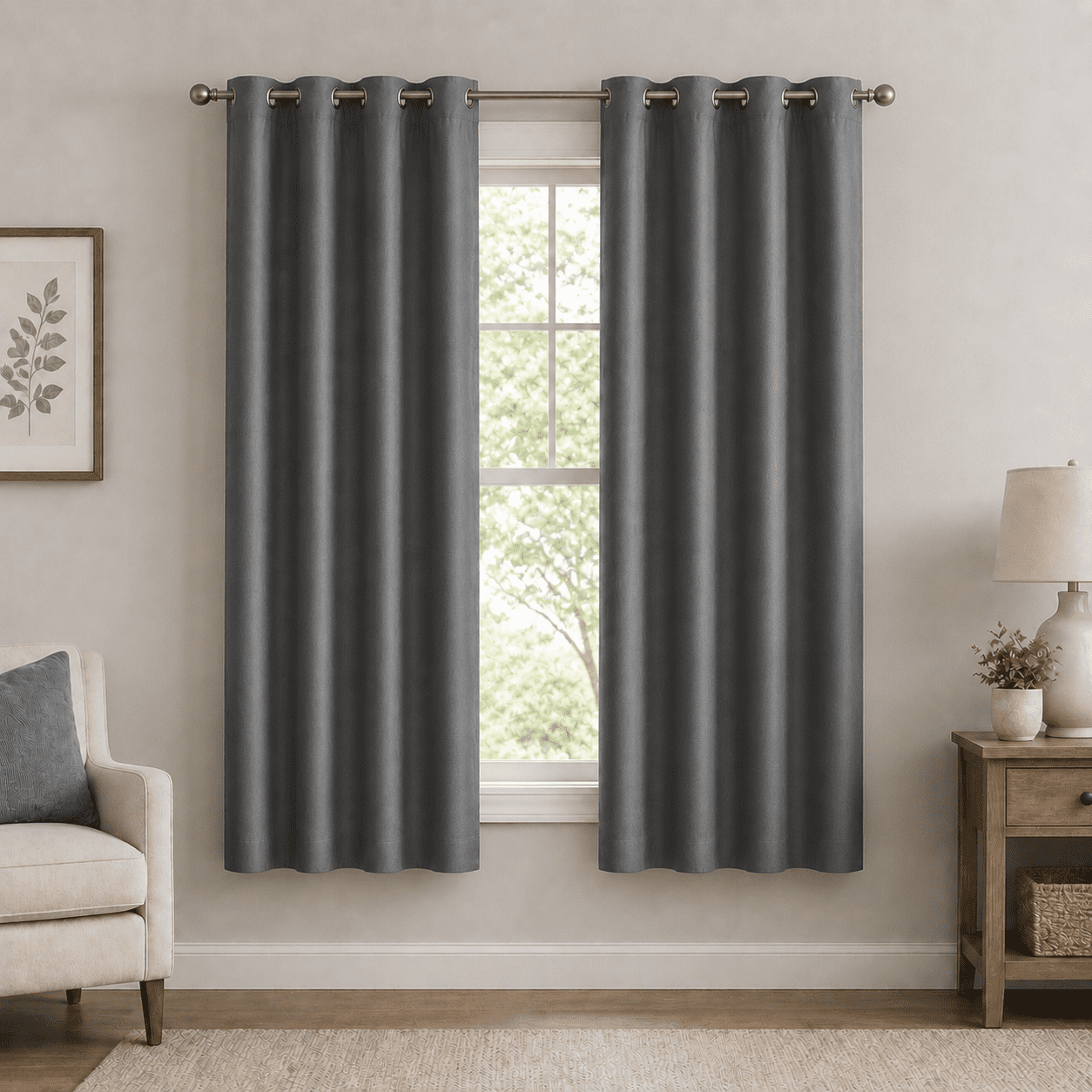 PrimeBeau 100% Blackout Grommet Curtains, Soundproof, Energy Light Block, 52x84-Inch, Dove Gray