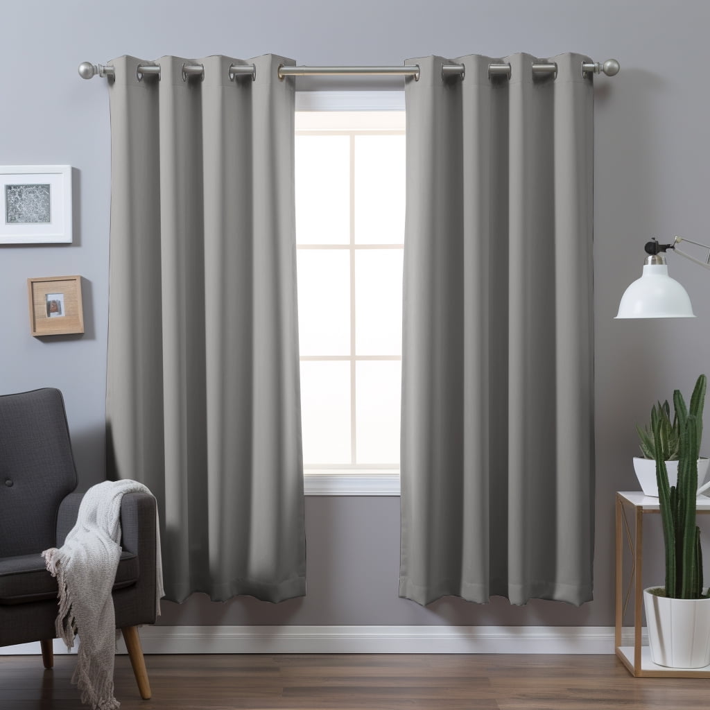 PrimeBeau 100% Blackout Grommet Curtains, Soundproof, Energy Light Block, 52x84-Inch, Dove Gray