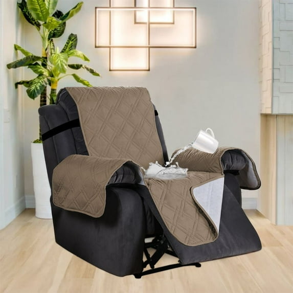 PrimeBeau 100% Waterproof Quilted Recliner Chair Cover(Seat Width 22", Black)