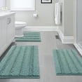 thumbnail image 1 of PrimeBeau Luxurious Non-Slip Absorbent 3 Piece Bathroom Rugs Set - Thick Striped Bath Rugs, 1 of 6