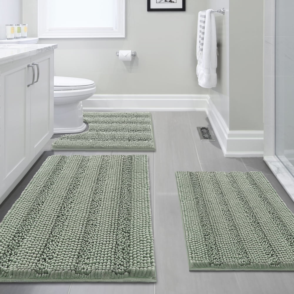 Primebeau 3-Piece Bathroom Rug Set - Non-Slip, Soft, Absorbent Bath Mats for Tub, Shower & Toilet