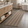 thumbnail image 1 of PrimeBeau 59x20 inch Oversize Non-Slip Long Striped Rugs for Powder Room, Khaki, 1 of 7