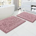 thumbnail image 1 of PrimeBeau Luxury Soft Absorbent Bathroom Rugs, Non-Slip Chenille Shaggy Bath Mats, Washable, 2 Piece Set, Coral Pink, 1 of 1