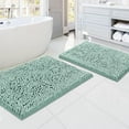 thumbnail image 1 of PrimeBeau Bathroom Rugs, Non Slip Luxury Chenille, Extra Soft Absorbent Shaggy, Washable, 2 Piece Set, Aqua, 1 of 1