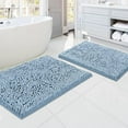 thumbnail image 1 of PrimeBeau Bathroom Rugs, Non-Slip Luxury Chenille, Extra Soft Absorbent Shaggy, Washable, 2 Piece Set, Cool Blue, 1 of 1