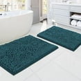 thumbnail image 1 of PrimeBeau Bathroom Rugs, Non-Slip Luxury Chenille, Extra Soft Absorbent Shaggy, Washable, 2-Piece Set, Dark Teal, 1 of 1