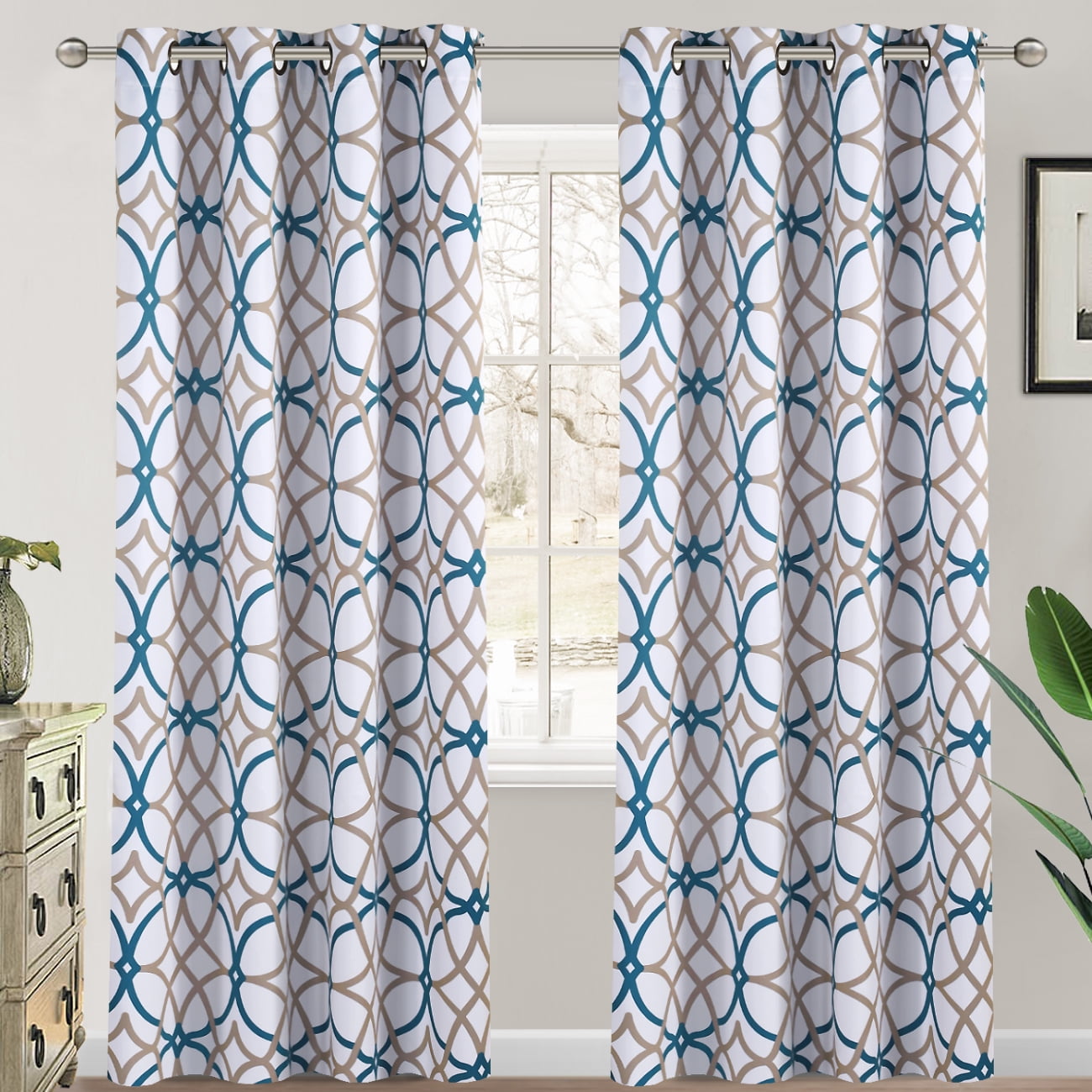 Amazon.com: 102 Inches Long Cream Living Room Curtains 2 Panels Set Grommet Ring  Top Linen Drapes for Patio Sliding Door Light Filtering Modern Bohemian 102  Inch Curtain for Large Window Dining Office
