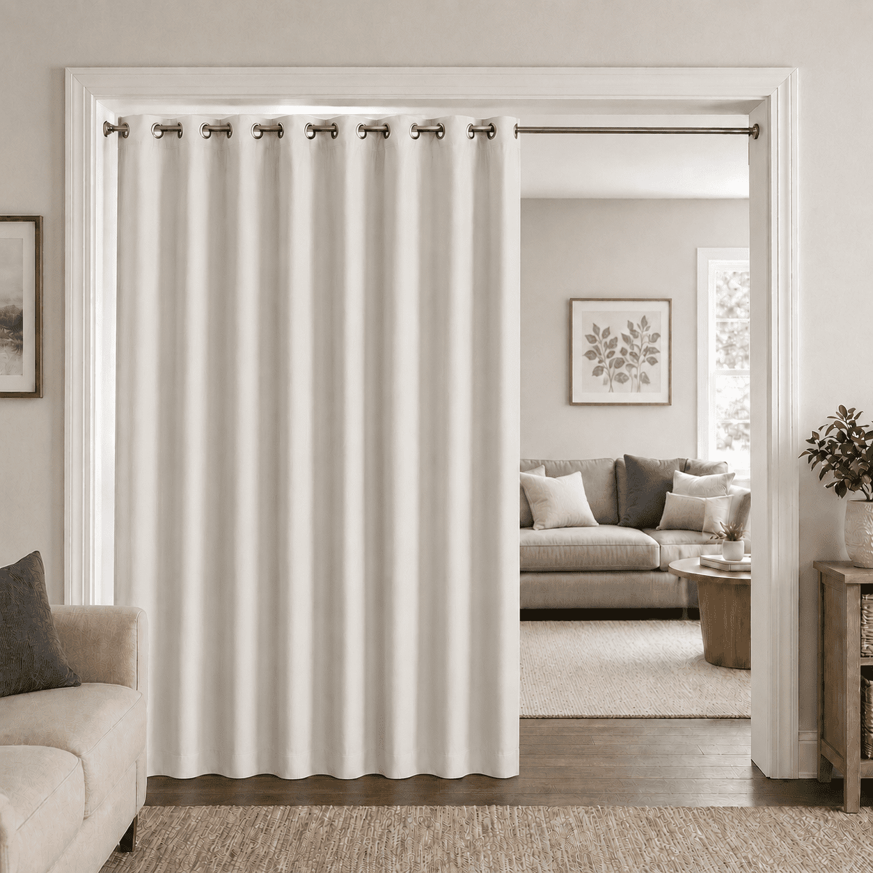 PrimeBeau Extra Wide 100% Blackout Curtain Panel, Single Layer Thermal Insulated (100x96-Inch, Off-White, 1 Panel)
