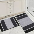 thumbnail image 1 of PrimeBeau Luxurious Absorbent Shag Chenille Bath Rug Set, Microfiber, Non-Slip, Ultra Thick, Pack of 2 (Black), 1 of 7