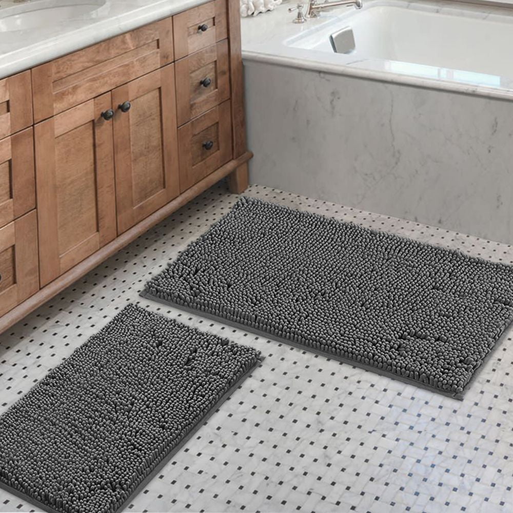 PrimeBeau Luxury Chenille Bathroom Mat Non Slip(20" x 32"/17" x 24 ...